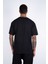 Kısa Kollu Baskılı Dikişli Siyah Pamuklu T-Shirt 4