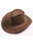 Bağcıklı Yetişkin Boy Nubuk Süet Kovboy Şapkası Koyu Kahve Renk 1