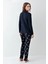 %100 Pamuklu Anne & Kız Çocuk Baskılı Lacivert Ikili Pijama Takımı L1.AR.345.0.002 2