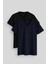 Standart Fit Basic V Yaka 2li Paket Siyah-Lacivert Erkek T-Shirt - 87912 1