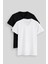 Standart Fit Basic V Yaka 2li Paket Siyah-Beyaz Erkek T-Shirt - 87912 1