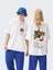 Çiçek Useless Baskılı Unisex Bisiklet Yaka Pamuk Oversize Boyfriend T-Shirt 1