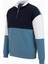 Yarım Fermuarlı Parçalı 3 Iplik Şardonlu Mavi Erkek Sweatshirt 5719 2