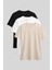 Standart Fit Basic O Yaka 3lü Paket Siyah-Beyaz-Bej Kadın T-Shirt - 97311 1