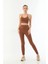 Kahve 3921 Soft Seamless Ripli Tayt Yoga Takımı 1