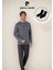 Erkek %100 Pamuk Yazı Detaylı Uzun Kol Pijama Takımı OL.PC.6095.001 1