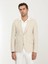 Bej Çizgili Slim Fit Pamuk Karışımlı Ceket 6