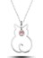 925 Ayar Gümüş Ekim Ayı Doğum Taşı Kedi Kadın Kolye T8383 (599599) 1