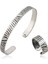 925 Ayar Gümüş Zebra Desenli Bileklik ve Yüzük Set T3918 (599599) 1