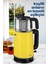 2200W Paslanmaz Çelik Çay Makinesi ve Su Isıtıcı, Cam Demlikli, Sarı 7