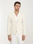 Ekru Düz Slim Fit Örme Ceket 6