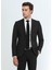 Siyah Düz Slim Fit Yün Karışımlı Takım Elbise 6