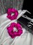 2'li Lüks Kadın Saten Toka - Büyülü Fuşya - Lastik Model Scrunchie - Anne Kız Kombini 2