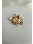 Altın Rengi Kristal Beyaz Taşlı Mineli Arı Broş (3cm) 2