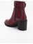 Bordo Kadın Topuklu Bot Suni Deri Terrmo Taban Yüzüdüz 5