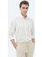 Beyaz Çizgili Regular Fit Dokuma Klasik Keten Karışımlı Gömlek 6