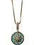 Altın Renk Yeşil Mine Yuvarlak Güneş Asansör Zincir Çelik Kolye - 3639 1