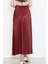 Zarif ve Modern Pileli Parlak Krep Gizli Lastikli Bordo Etek ( Lisinya ) 7