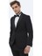 Siyah Düz Slim Fit Çıkarılabilir Kruvaze Yaka Dokuma Smokin Takım Elbise 6