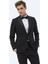 Siyah Düz Slim Fit Çıkarılabilir Kruvaze Yaka Dokuma Smokin Takım Elbise 8