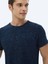Lacivert Jakarlı Bisiklet Yaka Pamuk Karışımlı T-Shirt 8
