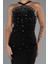 Halter Yaka Kısa Taşlı Davet Elbisesi ABK2444 3