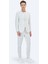 Ekru Çizgili Slim Fit Pamuk Karışımlı Takım Elbise 10
