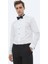 Beyaz Düz Slim Fit Duble Manşet Ata Yaka Smokin Gömlek 6