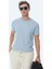 Mavi Jakarlı Bisiklet Yaka Pamuk Karışımlı T-Shirt 9