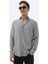 Gri Düz Regular Fit Dokuma Casual Gömlek 6