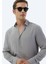 Gri Düz Regular Fit Dokuma Casual Gömlek 8