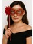 Lüks Taşlı Saplı Maskeli Balo Maskesi Kırmızı Renk 35 cm (4989) 1