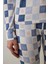 Açık Mavi Ekoseli Uzun Kollu Pijama Takımı 3
