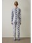 Açık Mavi Ekoseli Uzun Kollu Pijama Takımı 4
