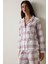 Pembe Ekoseli Gömlek Yaka Pamuklu Uzun Kollu Pijama Takımı 2