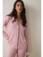 Pembe Puantiyeli Oversize Gömlek Yaka Pijama Takımı 2
