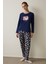 İndigo Sleepy Cat Bisiklet Yaka Pamuklu Uzun Kollu Pijama Takımı 1