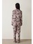 Koyu Bej Eva Kaplan Desenli Gömlek Yaka Pijama Takımı 4