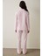 Açık Pembe Pamuklu Uzun Kollu Gömlek Pijama Takımı 5