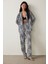 Kırık Beyaz Angie Çizgili Gömlek Yaka Uzun Kollu Pijama Takımı 1