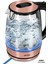 Pembe Paslanmaz Çelik 2200W Işıklı Cam Kettle 1.7 Litre 1
