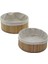 2li Yuvarlak Bambu Kenar Organizer Sepet Ahşap Altlık - Bezli Ç:24.5cm Y:10CM - Ç:20CM Y:8cm (4989) 1