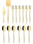 Gold Dine 14 Parça Tatlı Kaşığı Çatal ve Pasta Spatula Servis Seti | Gold| 18/10 Paslanmaz Çelik 1