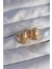 Pirinç Gold Renk Tırtıklı Minimal Bombeli Tasarım Küpe - TJ-BKP9080 1