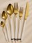 Gold Dine Beyaz 24 Parça Çatal Kaşık Takımı | Gold | 6 Kişilik | 18/10 Paslanmaz Çelik 1
