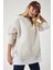 Fermuar Detaylı Şardonlu Sweatshirt LUB0003 Bej 2