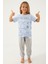 To Walk Mavi Kız Çocuk Kısa Kol Pijama Takım 4