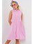 Kadın BDART Gömlek Yakalı Kolsuz Düğmeli Midi Elbise Pink 4