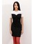 Kadın Bdart Yuvarlak Yakalı Slim Fit Panelli Midi Elbise Siyah 3