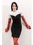 Kadın Bdart Yuvarlak Yakalı Slim Fit Panelli Midi Elbise Siyah 4